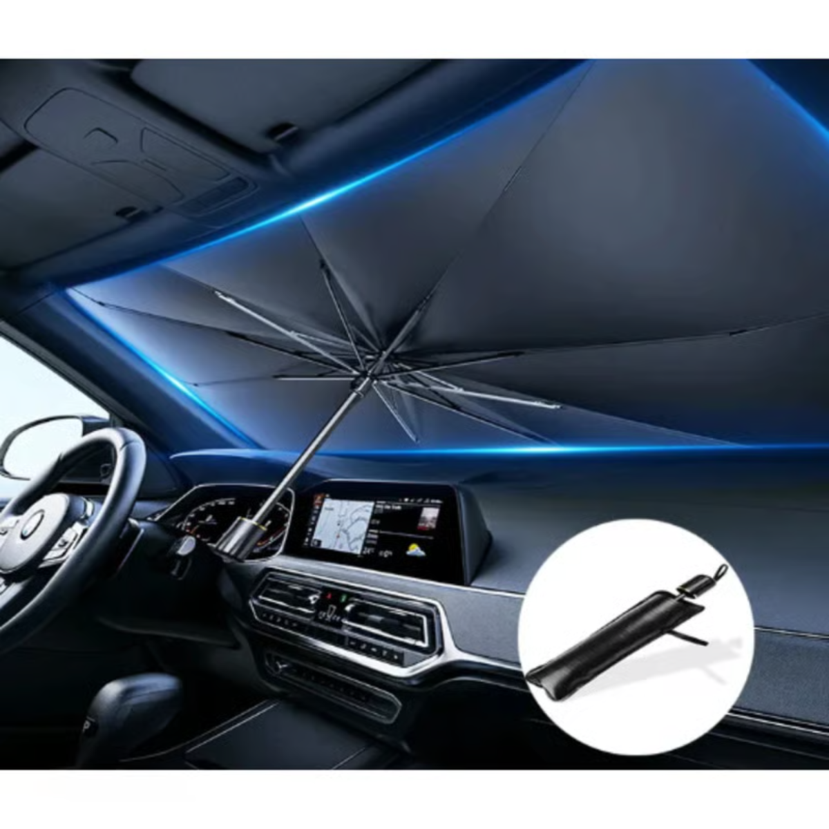 El parasol tipo sombrilla que protege tu carro del sol y lo mantiene fresco en segundos