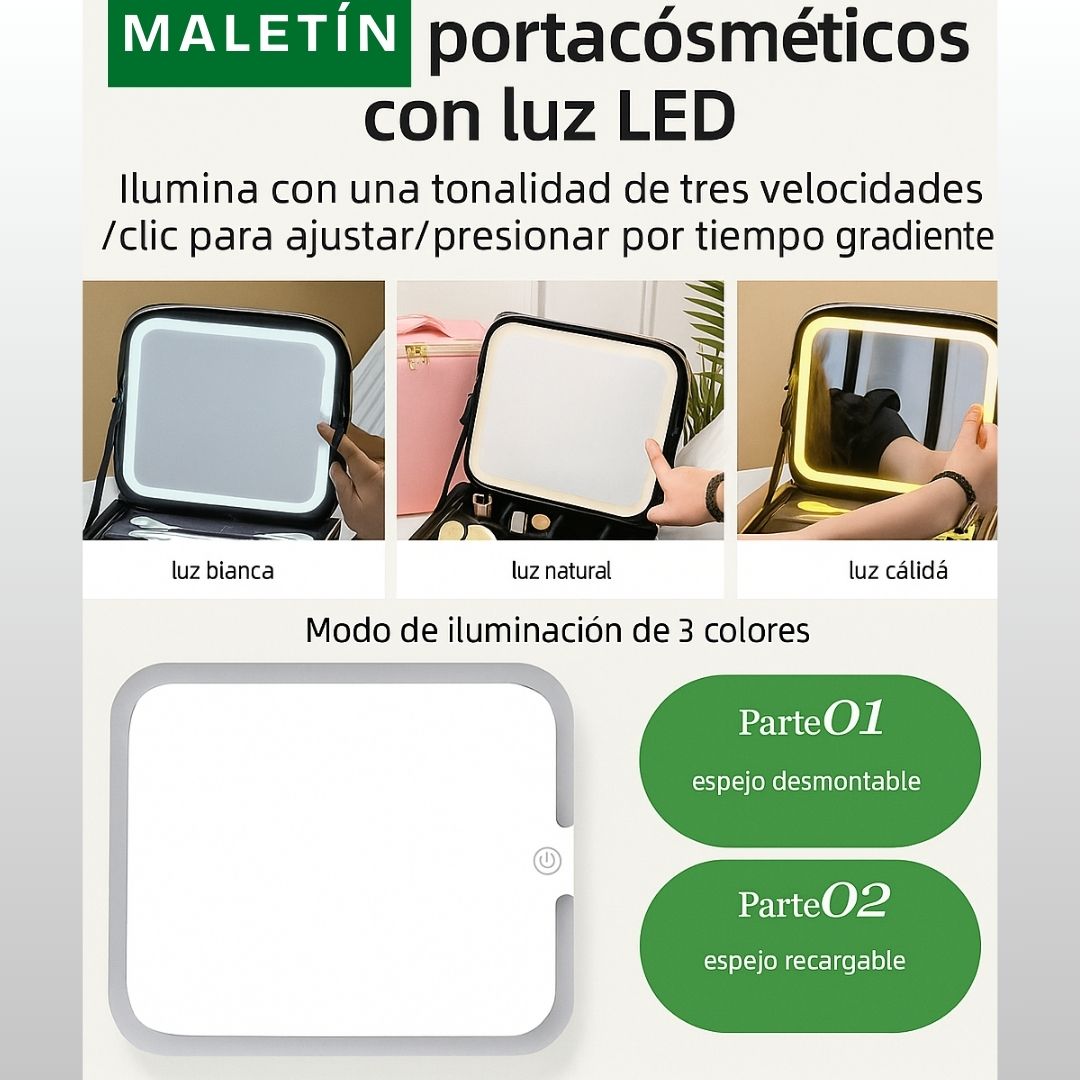 Organizador de Maquillaje con Espejo LED – Belleza y orden en un solo lugar