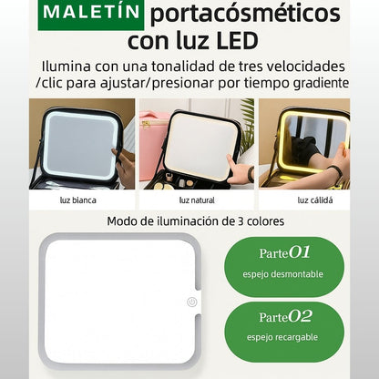 Organizador de Maquillaje con Espejo LED – Belleza y orden en un solo lugar