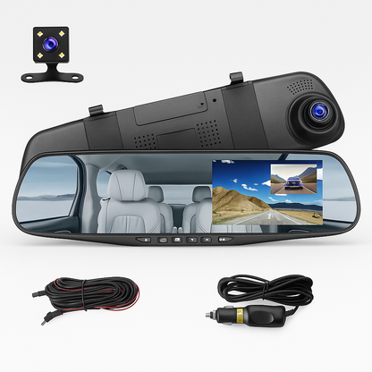 Espejo Retrovisor Cámara Dual DVR Full HD – Seguridad Total al Conducir 🚗💡