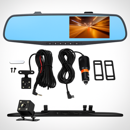 Espejo Retrovisor Cámara Dual DVR Full HD – Seguridad Total al Conducir 🚗💡
