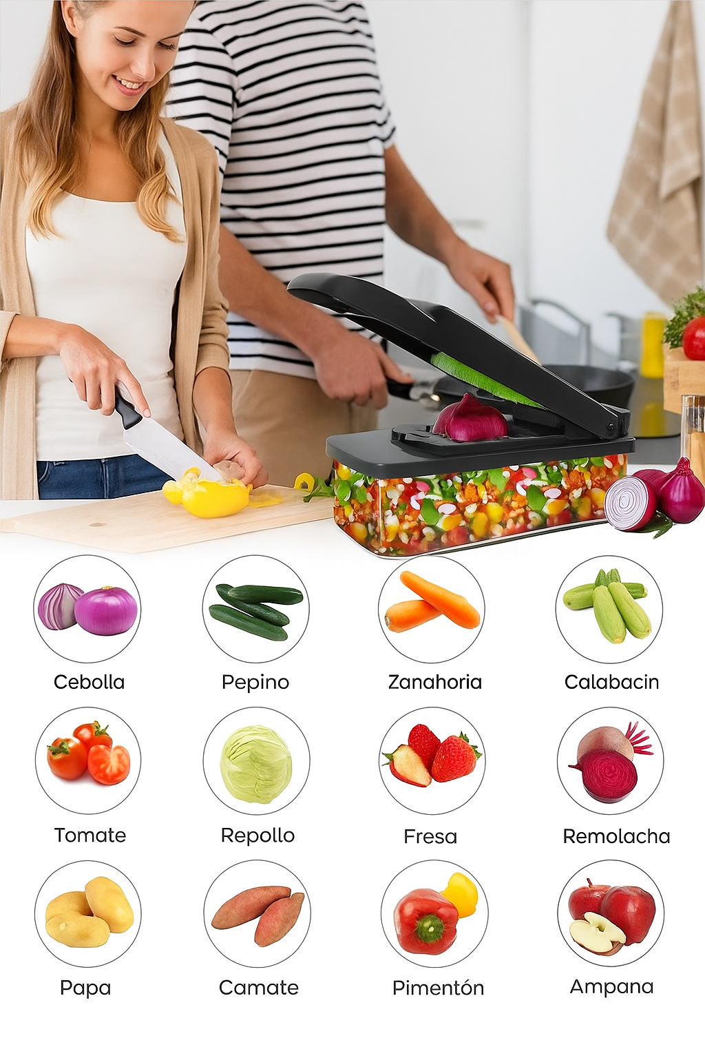 Corta, rebana y prepara en segundos con el Cortador 2 en 1 que revoluciona tu cocina