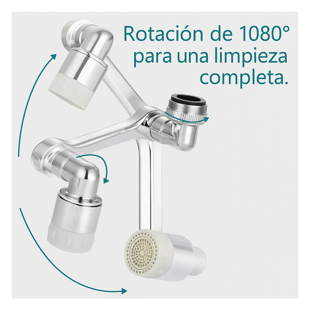 Extensor de Grifo 1080° – Brazo Robótico Metálico: Funcionalidad total sin salpicaduras