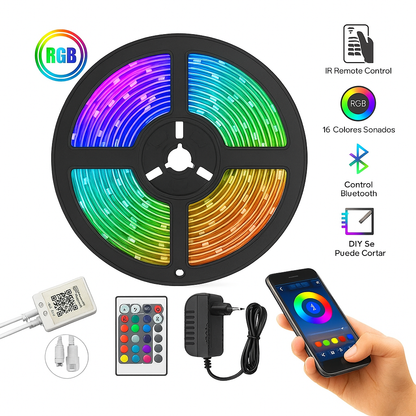 Tira LED RGB de 5 m – Ilumina tu espacio con estilo, color y ahorro energético 🌈