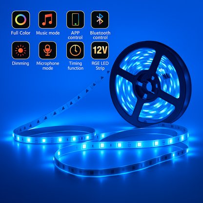 Tira LED RGB de 5 m – Ilumina tu espacio con estilo, color y ahorro energético 🌈