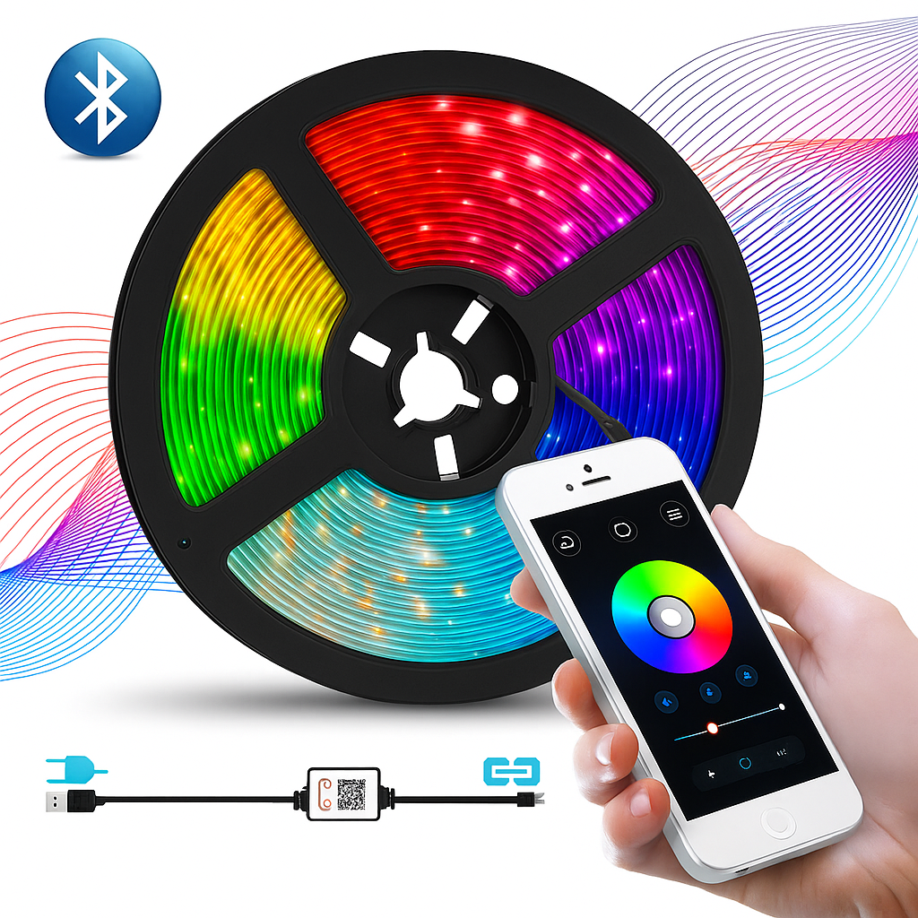 Tira LED RGB de 5 m – Ilumina tu espacio con estilo, color y ahorro energético 🌈