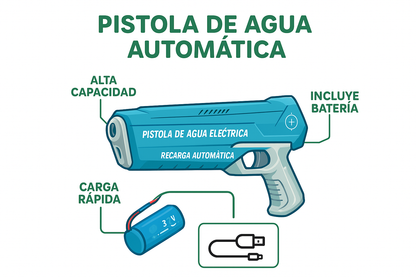 La pistola de agua eléctrica que convierte cualquier juego en una batalla épica de diversión.