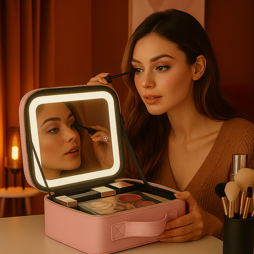 Organizador de Maquillaje con Espejo LED – Belleza y orden en un solo lugar