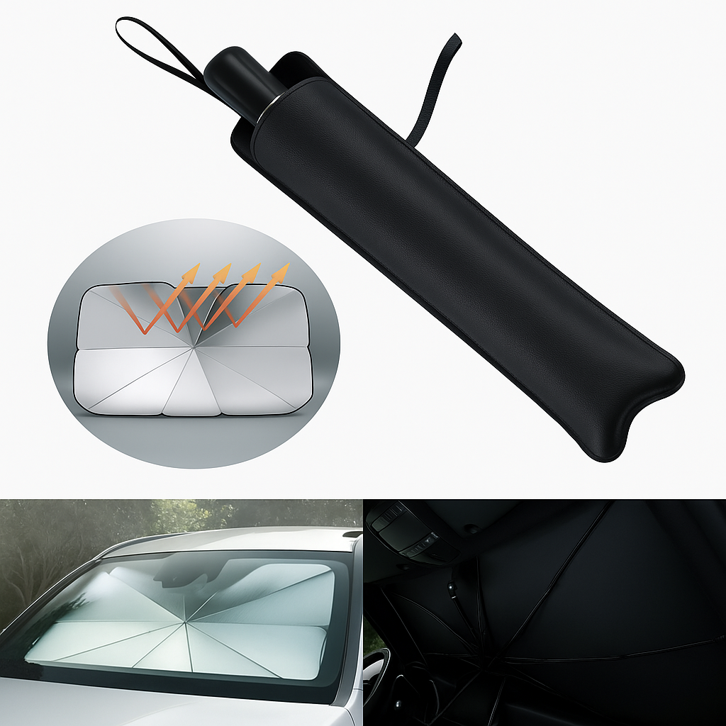 El parasol tipo sombrilla que protege tu carro del sol y lo mantiene fresco en segundos